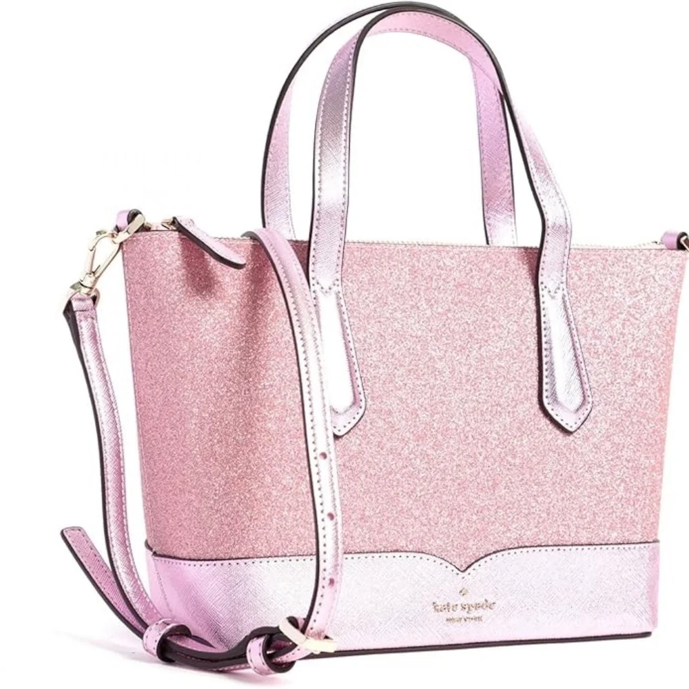 Kate Spade Lola Glitter Small Satchel Crossbody in Rose Pink NWT - Picture 2 of 4